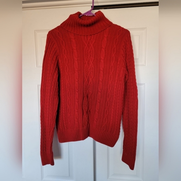 Willi Smith Women's Turtleneck 100% Cotton Sweater Cozy Knit Red Medium - Picture 3 of 10